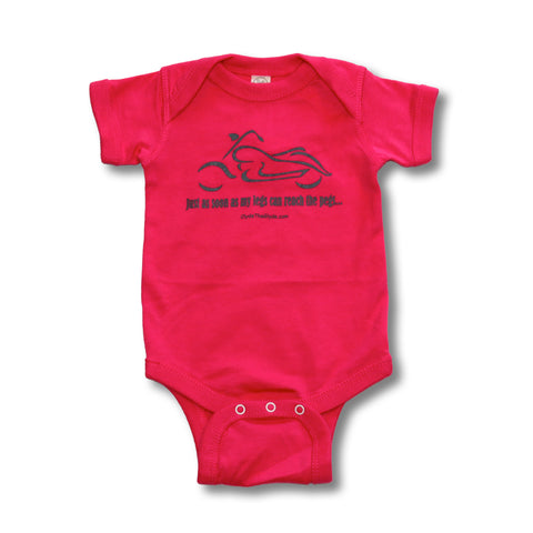 Just as soon as my legs can reach the pegs (pink) - Baby Onesie