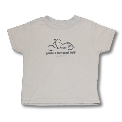 Just as soon as my legs can reach the pegs (gray print) - Toddler T-Shirt.
